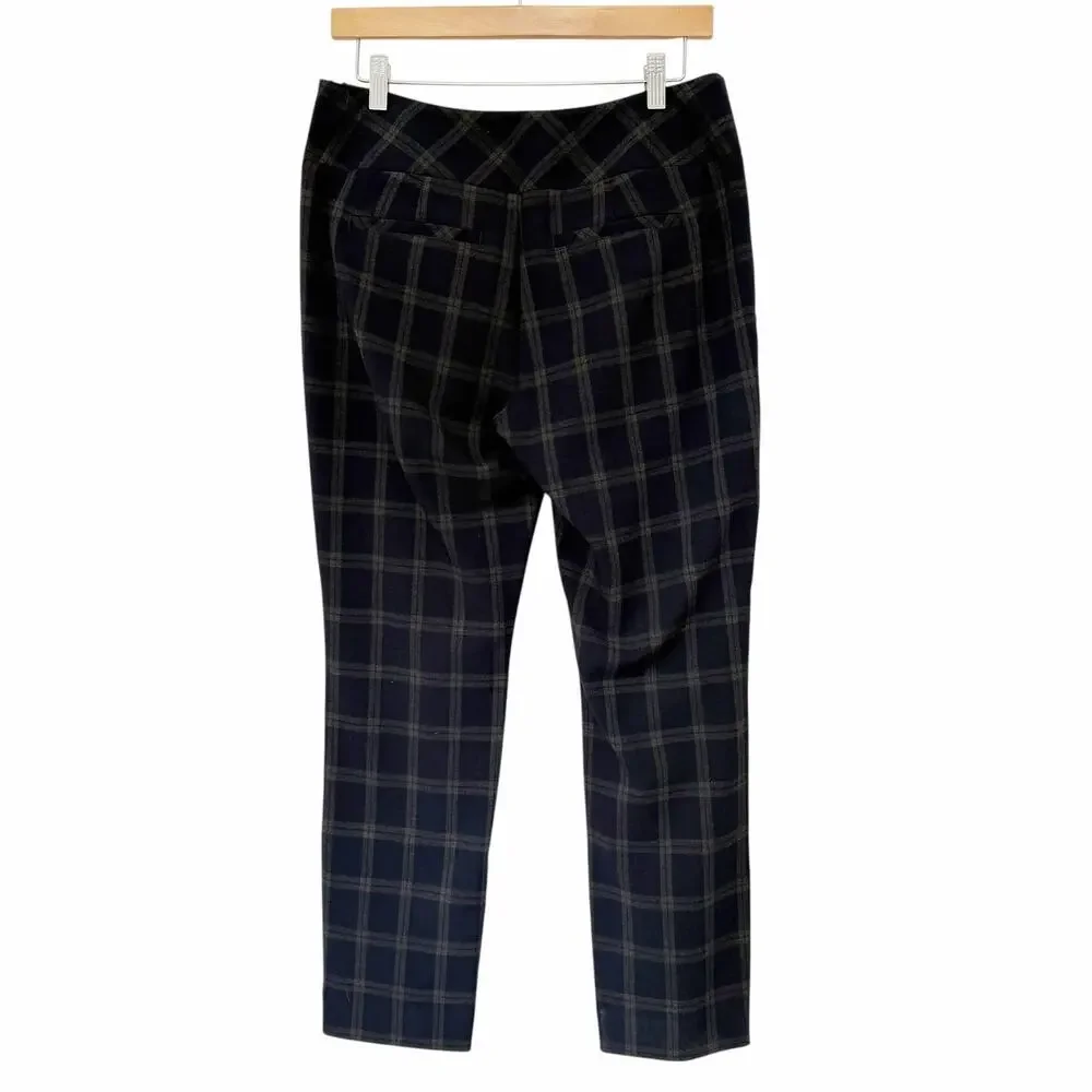 Cabi Navy Plaid Connery Trousers Sz 6